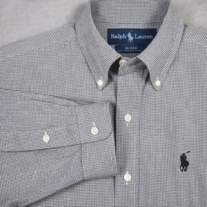 Ralph Lauren Blake Shirt Mens XXL Black Micro Check Relaxed Preppy Heritage Ivy